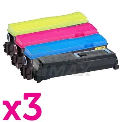 3 sets of 4 Pack Compatible TK-554 Toner Cartridges For Kyocera FS-C5200DN [3BK,3C,3M,3Y]