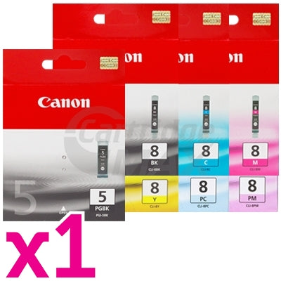 7-Pack Original Canon PGI-5BK, CLI-8BK/C/M/Y/PC/PM Ink Cartridges [1BK,1PBK,1C,1M,1Y,1PC,1PM]