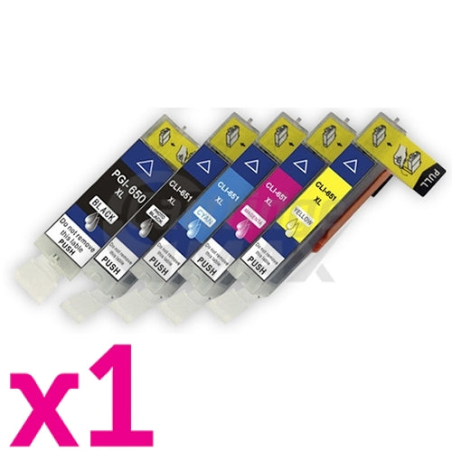 5 Pack Canon PGI-650XL CLI-651XL Generic High Yield Inkjet Cartridges [1BK,1PBK,1C,1M,1Y]