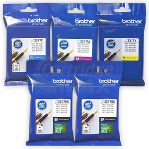 5 Pack Original Brother LC-3317 Ink Combo [2BK,1C,1M,1Y] Cartridges ...