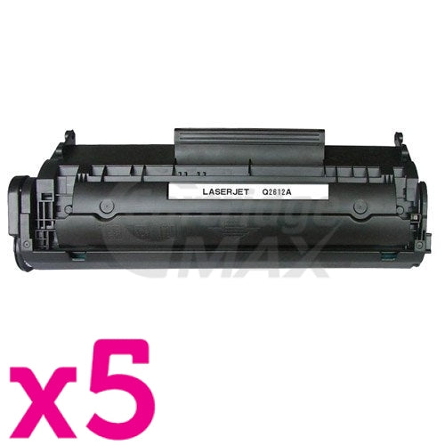 5 x HP Q2612A (12A) Generic Black Toner Cartridge - 2,000 Pages