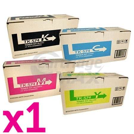 4 Pack Original Kyocera TK-574 Toner Cartridges FS-C5400DN, P-7035CDN [1BK,1C,1M,1Y]