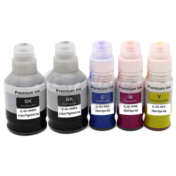 5-Pack Generic Canon GI60 Ink Bottle [2BK,1C,1M,1Y]