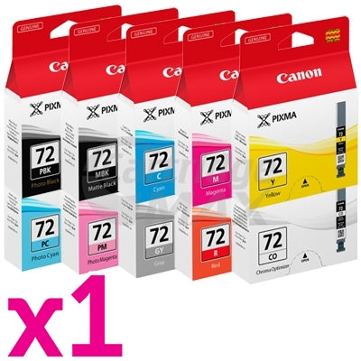 10-Pack Original Canon PGI-72 Ink Combo [MBK+PBK+C+M+Y+GY+PC+PM+R+CO]