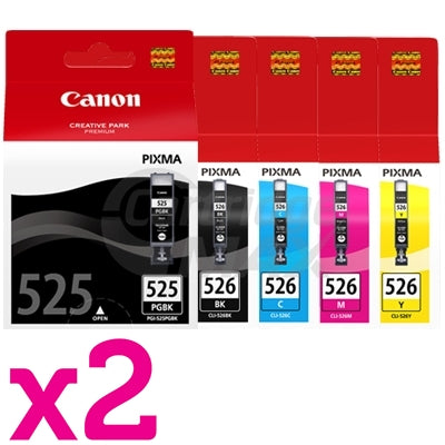 10-Pack Original Canon PGI-525 & CLI-526 Inkjet Combo [2BK,2PBK,2C,2M,2Y]
