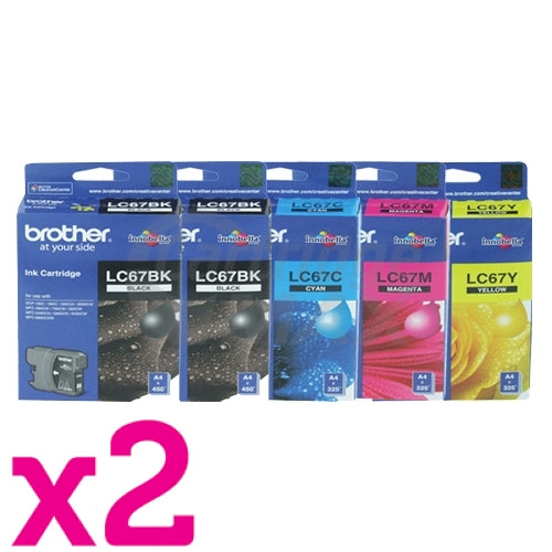 10 Pack Original Brother LC-67 Ink Combo [4BK+2C+2M+2Y]