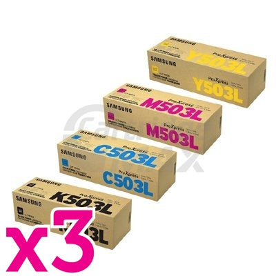 3 sets of 4-Pack Original Samsung SLC3010ND SLC3060FR [CLT503L] Toner Combo [3BK,3C,3M,3Y]