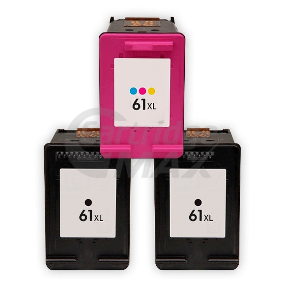 3 Pack HP 61XL Generic High Yield Inkjet Cartridges CH563WA + CH564WA [2BK,1CL]