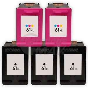 5 Pack HP 61XL Generic High Yield Inkjet Cartridges CH563WA + CH564WA [3BK,2CL]