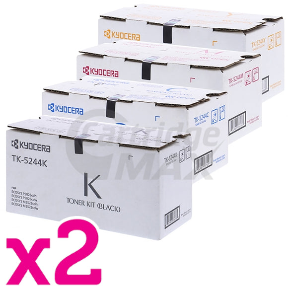 2 sets of 4 Pack Original Kyocera TK-5244 Toner Combo Ecosys M5526, P5026 [2BK,2C,2M,2Y]