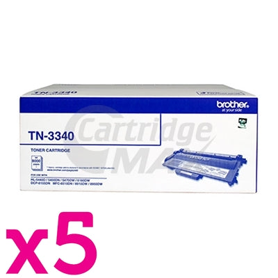5 x Original Brother TN-3340 High Yield Toner