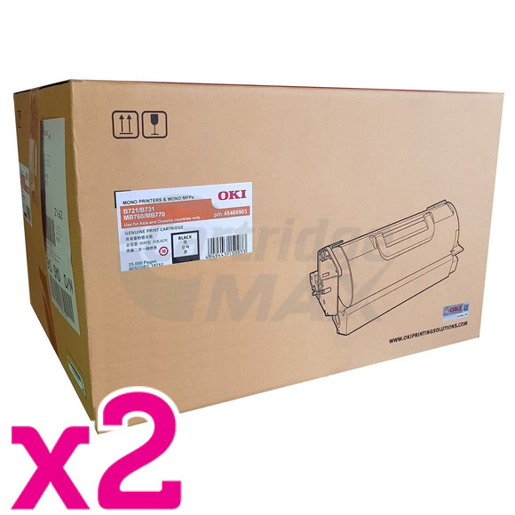 2 x OKI Original B721 B731 MB760 MB770 Black Toner Cartridge - 25,000 pages (45488903)