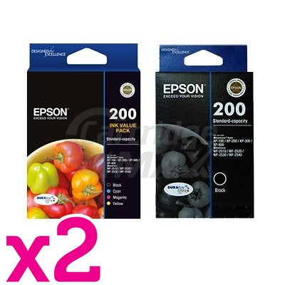 10 Pack Epson 200 (C13T200692+C13T200192) Original Inkjet Cartridges [4BK,2C,2M,2Y]