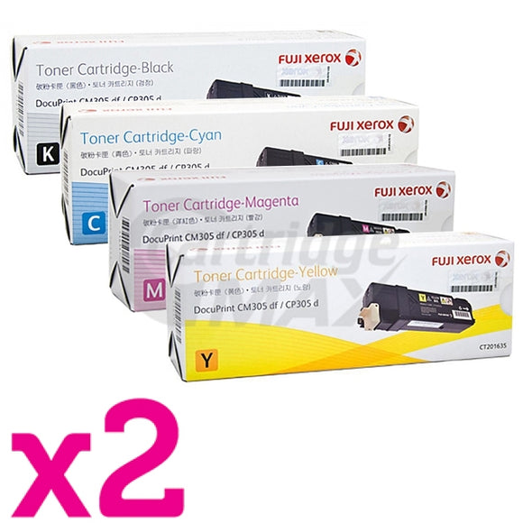 2 sets of 4 Pack Fuji Xerox DocuPrint CP305d,CM305df Original Toner Cartridges (CT201632-CT201635)