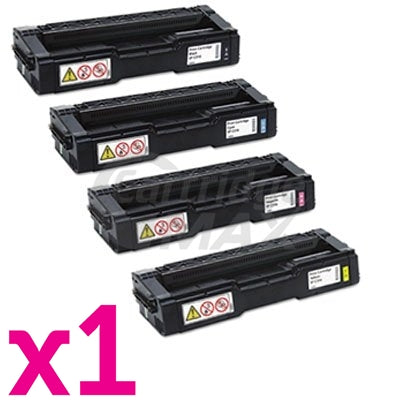 4 Pack Lanier SPC232DN / SPC242SF / SPC312DN / SPC320DN (406483-406486) Generic Toner Combo [BK+C+M+Y]