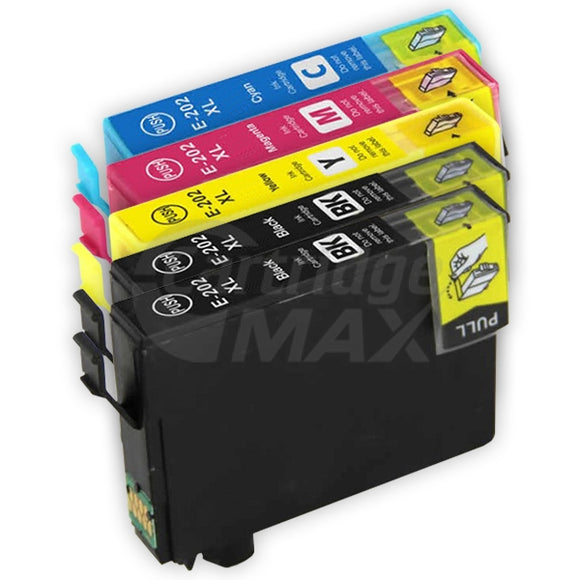 5 Pack Generic Epson 202XL (C13T02P192-C13T02P492) High Yield Ink Combo [2BK,1C,1M,1Y]