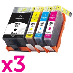 3 Sets of 4 Pack HP 905XL Generic High Yield Inkjet Combo T6M05AA - T6M17AA [3BK,3C,3M,3Y]