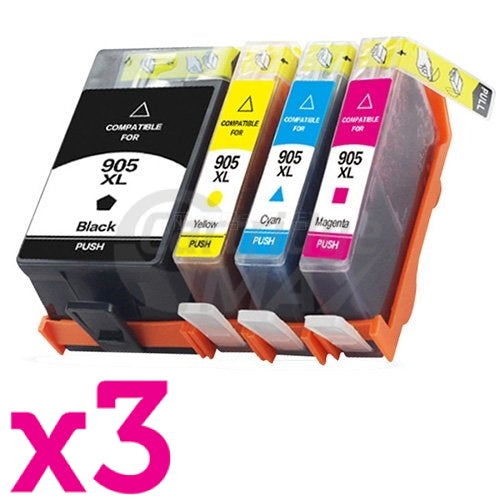 3 Sets of 4 Pack HP 905XL Generic High Yield Inkjet Combo T6M05AA - T6M17AA [3BK,3C,3M,3Y]