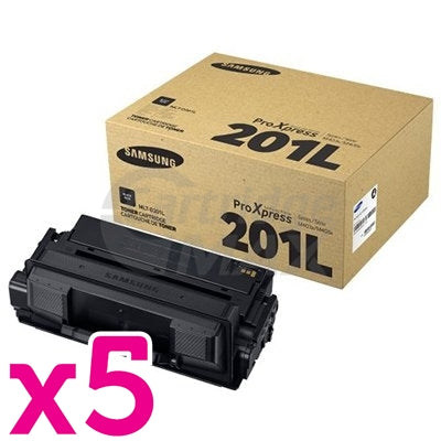 5 x Original Samsung MLT-D201L Black Toner Cartridge SU871A