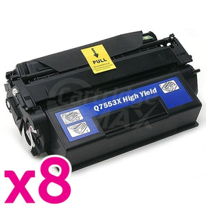 8 x HP Q7553X (53X) Generic Black Toner Cartridge - 7,000 Pages