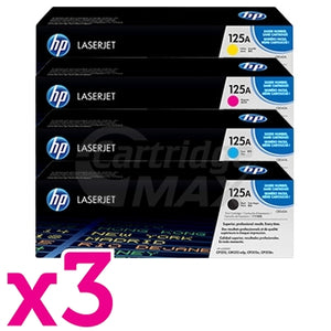 3 set of 4 Pack HP CB540A-CB543A (125A) Original Toner Cartridges [3BK,3C,3M,3Y]