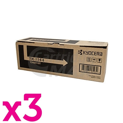3 x Original Kyocera TK-1144 Black Toner Cartridge FS-1035, FS-1035MFP, FS-1135, FS-1135MFP, M-2535DN