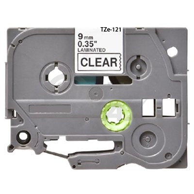 Brother TZe-121 Generic 9mm Black Text on Clear Laminated Tape - 8 meters