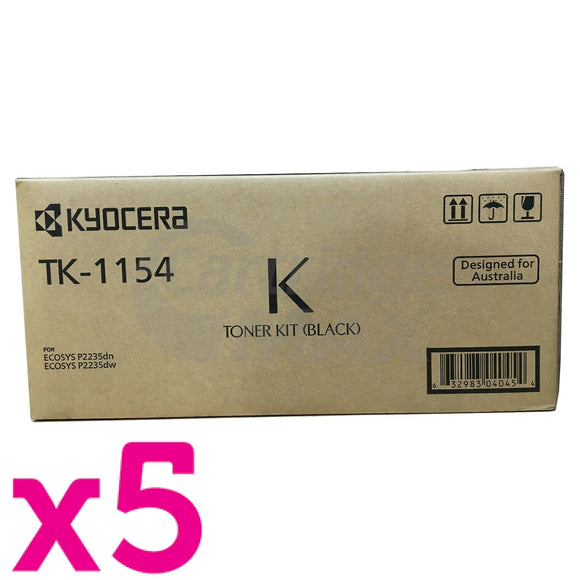 5 x Original Kyocera TK-1154 Black Toner Cartridge P2235DW, P2235DN