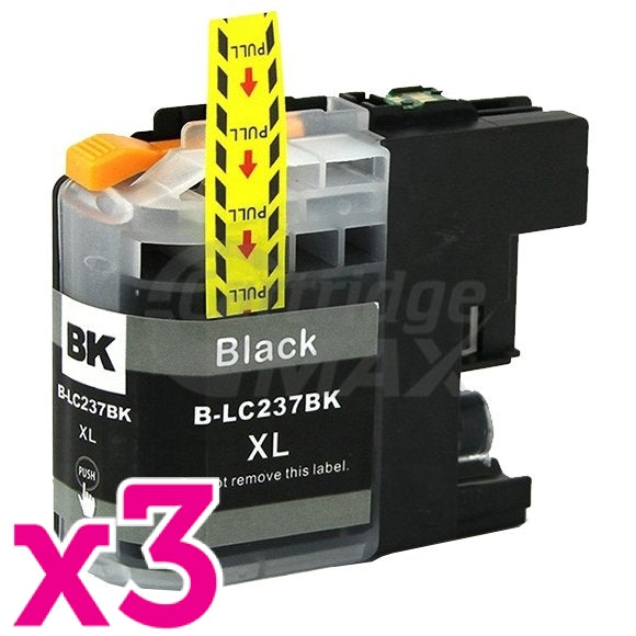 3 x Brother LC-237XLBK Generic Black High Yield Ink Cartridge