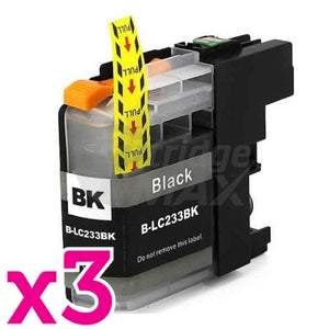3 x Brother LC-233BK Black Generic Ink Cartridge