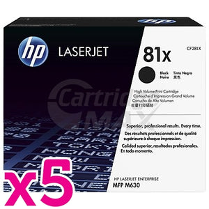 5 x HP CF281X (81X) Original Black Toner Cartridge - 25,000 Pages