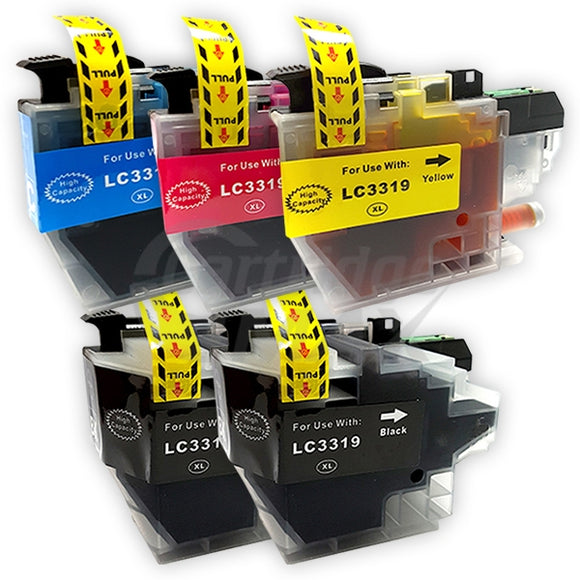 5 Pack Brother LC-3319XL Generic Ink Cartridges Combo (High Yield of Brother LC-3317) [2BK, 1C, 1M, 1Y]