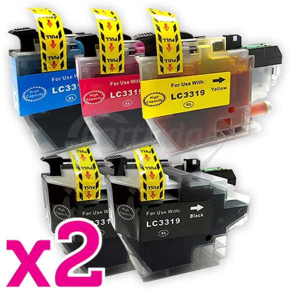10 Pack Brother LC-3319XL Generic Ink Cartridges Combo (High Yield of Brother LC-3317) [4BK, 2C, 2M, 2Y]