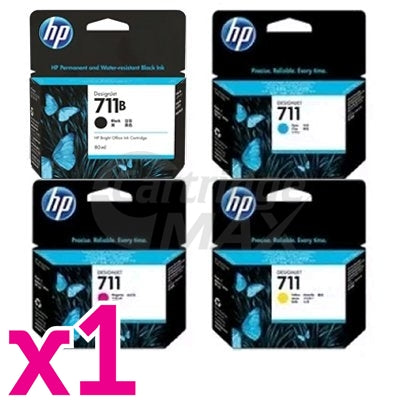 4 Pack HP 711 Original Inkjet Cartridges CZ130A-CZ132A, CZ133A / 3WX01A  [1BK,1C,1M,1Y]