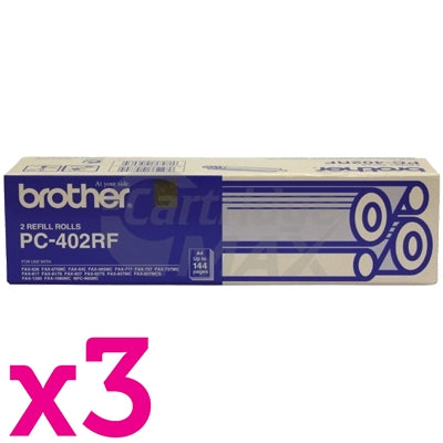3 x Brother PC-402RF Original Thermal Printing Ribbons [2 rolls Value Pack]