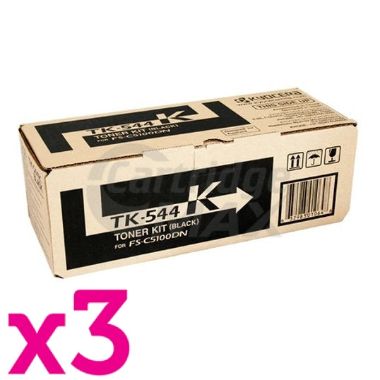 3 x Original Kyocera TK-544K Black Toner Cartridge FS-C5100DN