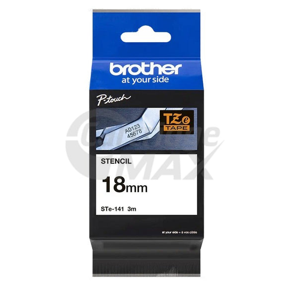 Brother STe-141 Original 18mm Black Text on Clear Stencil Tape - 3 metres