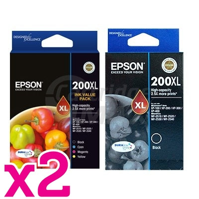 10 Pack Epson 200XL (C13T201692+C13T201192) Original High Yield Inkjet Cartridges [4BK,2C,2M,2Y]