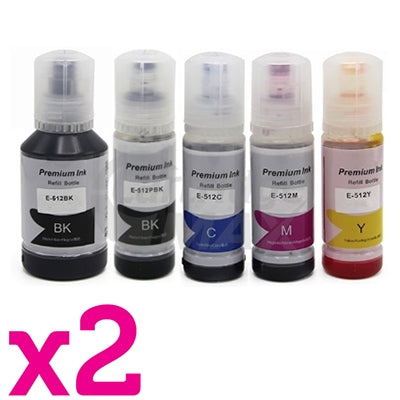 10-Pack Epson T512 Generic Ink Bottle Combo [2BK,2PBK,2C,2M,2Y]