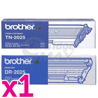 Brother Original TN-2025 Toner Cartridge + Original DR-2025 Drum Unit Combo