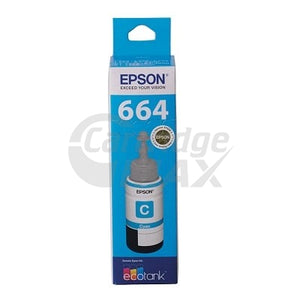 Original Epson T664 EcoTank Cyan Ink Bottle