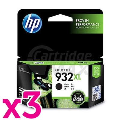 3 x HP 932XL Original Black High Yield Inkjet Cartridge CN053AA