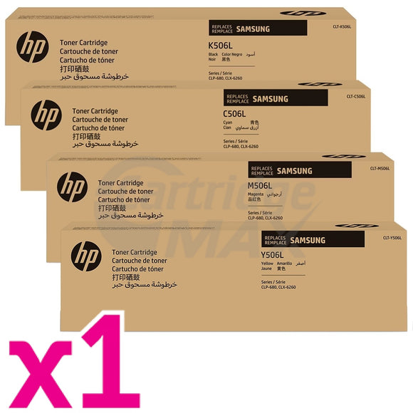 4-Pack Original Samsung CLP-680, CLX-6260 [CLT506L] Toner Combo [1BK,1C,1M,1Y]