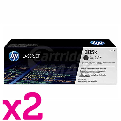 2 x HP CE410X (305X) Original Black Toner Cartridge - 4,000 Pages