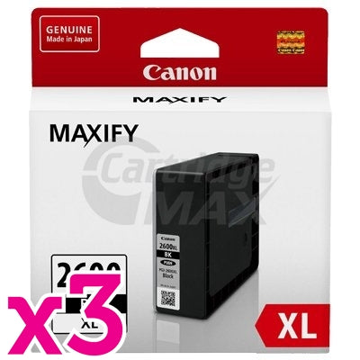 3 x Canon PGI-2600XLBK Original Black High Yield Ink Cartridge
