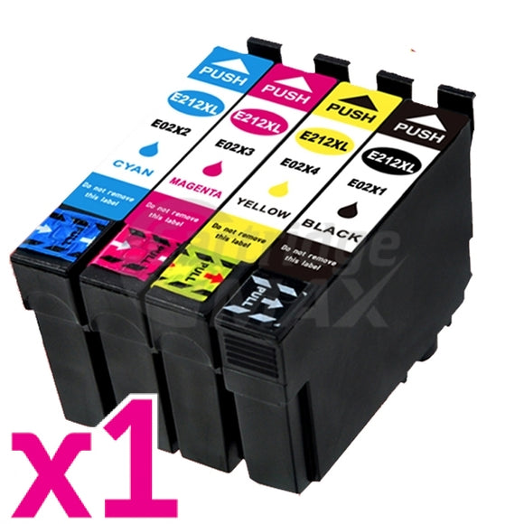 4 Pack Generic Epson 212XL (C13T02X192-C13T02X492) High Yield Ink Cartridges Combo [1BK,1C,1M,1Y]