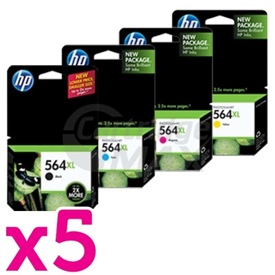 5 sets of 4 Pack HP 564XL Original Inkjet Cartridges CN684WA+CB323WA-CB325WA [5BK,5C,5M,5Y]