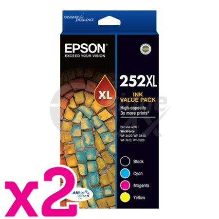 2 x Epson 252XL Original High Yield Ink Value Pack [C13T253692] [2BK,2C,2M,2Y]