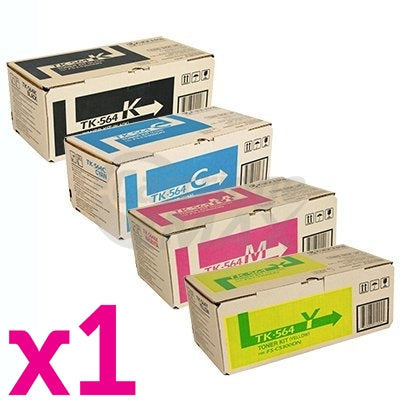 4 Pack Original Kyocera TK-564 Toner Cartridges FS-C5300DN, FS-C5350DN, P-6030CDN [1BK,1C,1M,1Y]