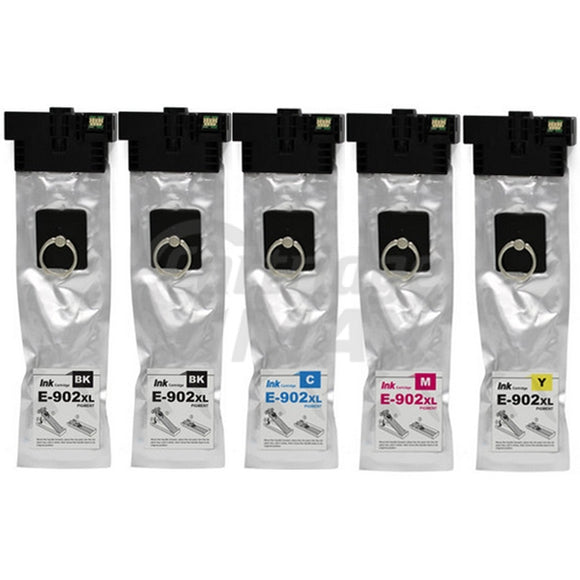 5 Pack Epson 902XL (C13T937192-C13T937492) Generic High Yield Ink Combo [2BK,1C,1M,1Y]